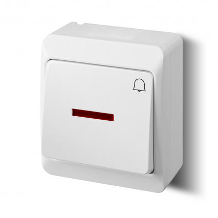 ŁĄCZNIK DZWONEK HERMETYCZNY N/T IP44 Z PODŚWIETLENIEM BIAŁY HERMES - ELEKTRO-PLAST NASIELSK - 0347-02