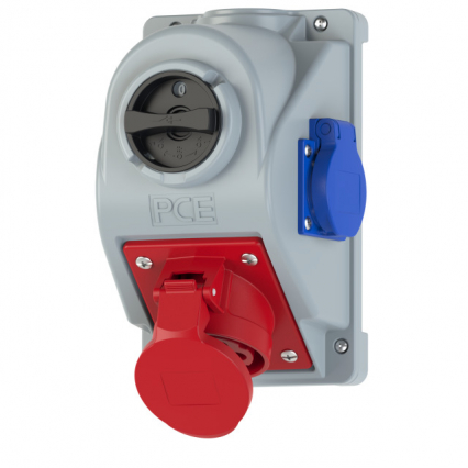 ZESTAW INSTALACYJNY Z GNIAZDEM COMBO-POL GNIAZDO STAŁE Z WYŁĄCZNIKIEM " COMBO-POL" 32A 400V 3P+Z+N, GNIAZDO 230V, WYŁ. L-O-P IP44. - PCE - 960625411W