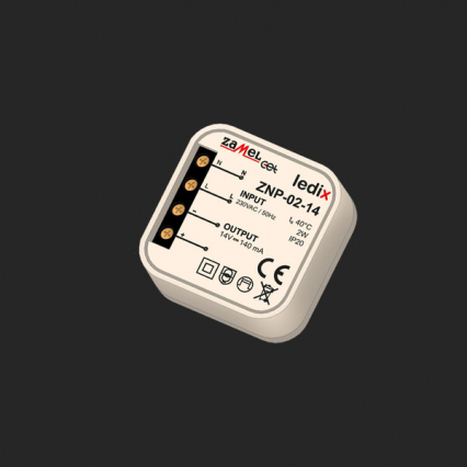 ZASILACZ LED MONTAŻOWY DO PUSZEK IP20 ZNP-02-14 230/14V DC 2W - ZAMEL - LDX10000027