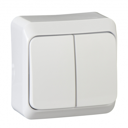 ŁĄCZNIK PODWÓJNY NATYNKOWY IP20 10AX 250V BIAŁY PRIMA - SCHNEIDER ELECTRIC - WDE001050