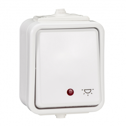 PRZYCISK "ŚWIATŁO" PODŚWIETLANY N/T IP44 BIAŁY CEDAR - SCHNEIDER ELECTRIC - WNT102CS01