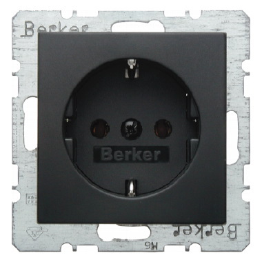 GNIAZDO SCHUKO Z UZIEMIENIEM SAMOZACISKI ANTRACYT B.KWADRAT/B.3/B.7  - HAGER - 47431606