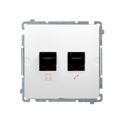 GNIAZDO KOMPUTEROWO-TELEFONICZNE RJ45+RJ12 KAT. 5 BIAŁY BASIC - KONTAKT SIMON - BMF5T.02/11
