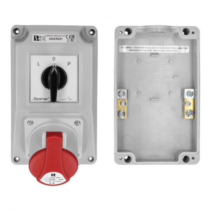 ZESTAW INSTALACYJNY 16A 3P+N+PE DŁAWNICA DW 16 PRZEŁĄCZNIK L-0-P ZI02\R221 - SPAMEL - ZI02\R221