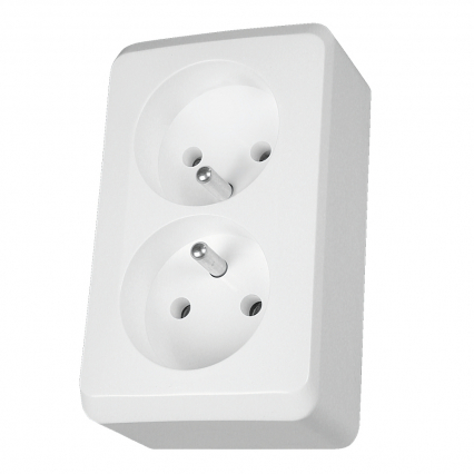 GNIAZDO PODWÓJNE Z UZIEMIENIEM NATYNKOWE IP20 ZACISKI ŚRUBOWE BIAŁY PRIMA  - SCHNEIDER ELECTRIC - WDE001043