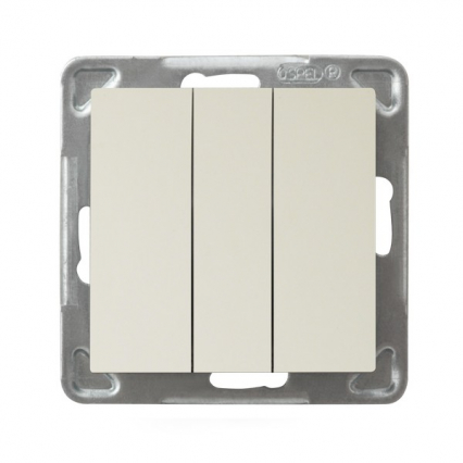 ŁĄCZNIK POTRÓJNY ZACISKI AUTOMATYCZNE 10AX 250V IP20 ECRU IMPRESJA - OSPEL - ŁP-13Y/m/27