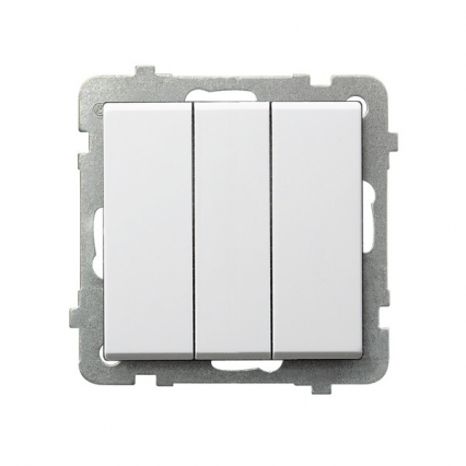 ŁĄCZNIK POTRÓJNY ZACISKI AUTOMATYCZNE 10AX 250V IP20 BIAŁY SONATA - OSPEL - ŁP-13R/m/00