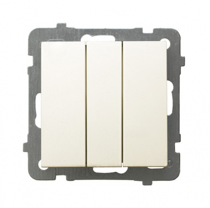 ŁĄCZNIK POTRÓJNY ZACISKI ŚRUBOWE 10AX 250V IP20 ECRU AS - OSPEL - ŁP-13G/m/27