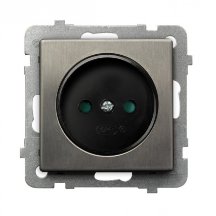 GNIAZDO POJEDYNCZE BEZ UZIEMIENIA 2P Z PRZESŁONAMI ZACISKI ŚRUBOWE 16A 250V IP20  STAL INOX SONATA - OSPEL - GP-1RMP/m/37