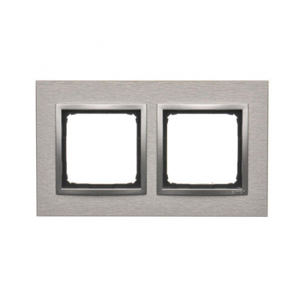 Ramka 2-krotna Nature-Metal, INOX KLASYCZNY, IP20/IP44* (*IP44-należy zastosować zestaw uszczelek DUN2) - KONTAKT SIMON - DRN2/77