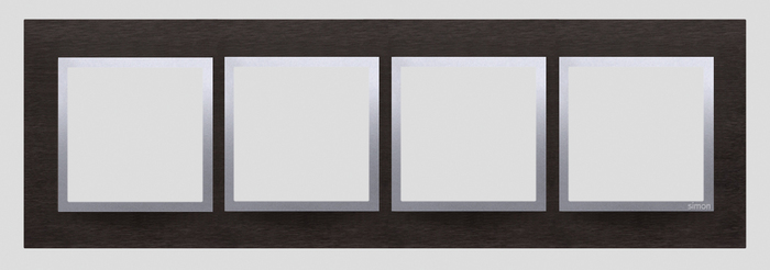 Ramka 4-krotna Nature-Metal, INOX YIN, IP20/IP44* (*IP44-należy zastosować zestaw uszczelek DUN4) - KONTAKT SIMON - DRN4/78