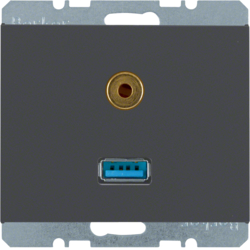 GNIAZDO USB AUDIO 3,5MM ANTRACYT MAT K.1 - HAGER - 3315397006