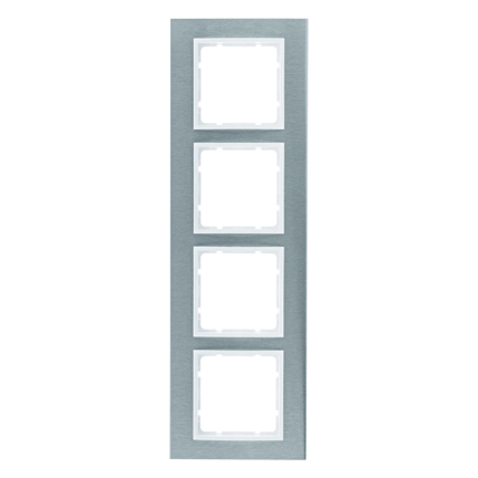 RAMKA POCZWÓRNA PIONOWA STAL SZLACHETNA/BIAŁY B.7 - HAGER - 10143609