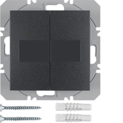 PRZYCISK PODWÓJNY PŁASKI Z BATERIĄ SŁONECZNĄ ANTRACYT MAT S.1/B.3/B.7 KNX RF - HAGER - 85656185