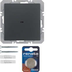 PRZYCISK RADIOWY POJEDYNCZY PŁASKI QUICKLINK ANTRACYT Q.1/Q.3 KNX RF - HAGER - 85655226