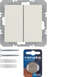 PRZYCISK PODWÓJNY PŁASKI QUICKLINK KREM POŁYSK S.1 KNX RF  - HAGER - 85656282