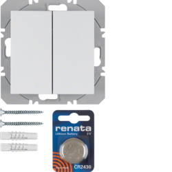 PRZYCISK PODWÓJNY PŁASKI QUICKLINK BIAŁY MAT S.1/B.3/B.7 KNX RF  - HAGER - 85656288