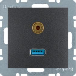 GNIAZDO USB / 3.5 MM AUDIO ANTRACYT MAT B.KWADRAT/B.3/B.7 - HAGER - 3315391606