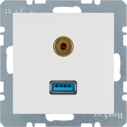 GNIAZDO USB / 3.5 MM AUDIO BIAŁY MAT S.1/B.3/B.7  - HAGER - 3315391909