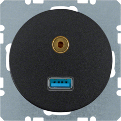 GNIAZDO USB AUDIO 3,5MM CZARNY POŁYSK R.1/R.3 - HAGER - 3315392045