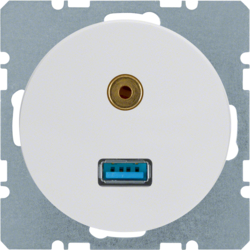 GNIAZDO USB AUDIO 3,5MM BIAŁY POŁYSK R.1/R.3 - HAGER - 3315392089