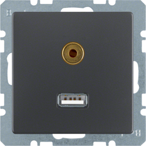 GNIAZDO USB AUDIO 3,5MM ANTRACYT AKSAMIT Q.1/Q.3 - HAGER - 3315396086