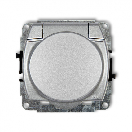 TREND Mechanizm gniazda bryzgoszczelnego 2P+Z SCHUKO; srebrny metalik - KARLIK - 7GPB-1s