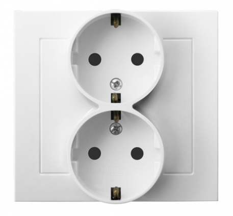 GNIAZDO PODWÓJNE SCHUKO BIAŁY KIER - OSPEL - GP-2WS/00