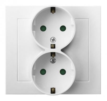 GNIAZDO PODWÓJNE SCHUKO BIAŁY KIER - OSPEL - GP-2WSP/00