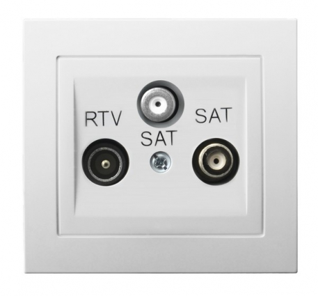 GNIAZDO RTV-SAT Z DWOMA WYJŚCIAMI SAT BIAŁY KIER - OSPEL - GPA-W2S/00