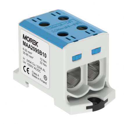 OTL95-2  niebieski 2xAl/Cu 6-95mm2 1000V AC/1500V DC Zacisk uniwersalny - MOREK - MAA2095B10