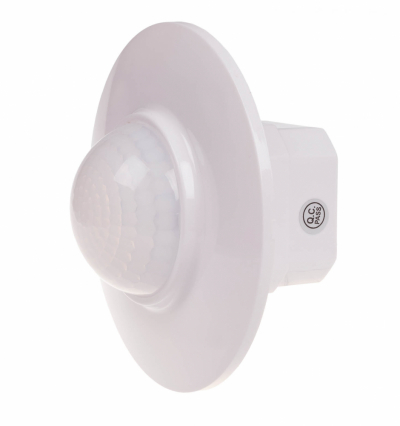 Czujnik ruchu PIR 360o, Un=230V AC, P=1000W, montaż sufitowy i do puszki podtynkowej O60, biały - F&F - DR-08