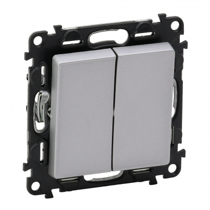 ŁĄCZNIK SCHODOWY PODWÓJNY ZACISKI AUTOMATYCZNE 10AX 250V ALUMINIUM VALENA LIFE - LEGRAND - 752308