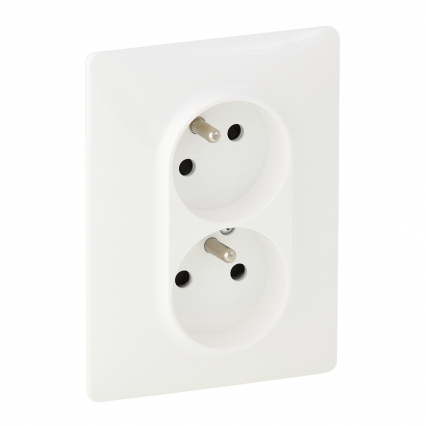 GNIAZDO PODWÓJNE Z UZIEMIENIEM 2X2P+Z Z PRZESŁONAMI ZACISKI AUTOMATYCZNE KOMPLETNE 16A 250V IP20 BIAŁY VALENA LIFE - LEGRAND - 753186
