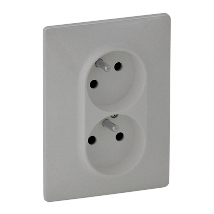GNIAZDO PODWÓJNE Z UZIEMIENIEM TYPU MONOBLOK Z PRZESŁONĄ ALUMINIUM 16 A - 250 V~ VALENA LIFE - LEGRAND - 753386