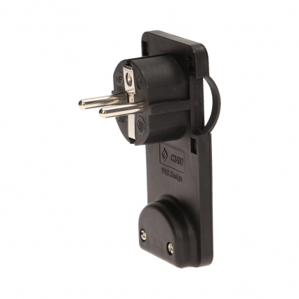 WTYCZKA KĄTOWA PŁASKA Z UCHWYTEM 16A 250V 2P CZARNY - ORNO - OR-AE-1311/B