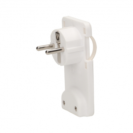 WTYCZKA KĄTOWA PŁASKA Z UCHWYTEM 16A 250V 2P+Z BIAŁA - ORNO - OR-AE-1311/W