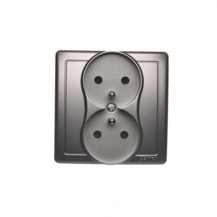 Gniazdo wtyczkowe z uziemieniem podwójne, monoblok, 16A, 250V~, zaciski śrubowe; stal inox  *Kompletne - nie do ramek - KONTAKT SIMON - BMGZ2/21