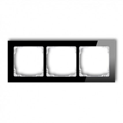 DECO Ramka uniwersalna 3-krotna - efekt szkła (ramka: czarna; spód: biały) - KARLIK - 12-0-DRS-3