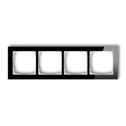DECO Ramka uniwersalna 4-krotna - efekt szkła (ramka: czarna; spód: biały) - KARLIK - 12-0-DRS-4
