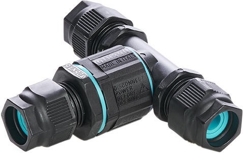 ROZGAŁĘŹNIK ŁĄCZENIOWY 3 TOROWY TYP T CONNECTOR IP68 NA PRZEWÓD 7-13.5MM - LUMIQON SPÓŁKA Z OGRANICZONĄ ODPOWIEDZIALNOŚCIĄ - THB.390.C1A