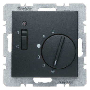 REGULATOR TEMPERATURY POMIESZCZENIA 24V Z ZESTYKIEM ZWIERNYM ELEMENTEM CENTRALNYM I ŁĄCZNIKIEM ANTRACYT B.KWADRAT/B.3/B.7 - HAGER - 20311606