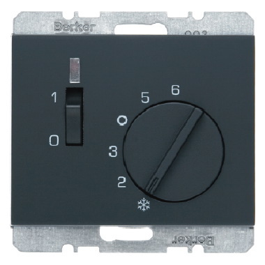 REGULATOR TEMPERATURY POMIESZCZENIA 24V Z ZESTYKIEM ZWIERNYM ELEMENTEM CENTRALNYM I ŁĄCZNIKIEM ANTRACYT MAT K.1 - HAGER - 20317106
