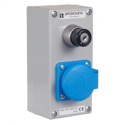 KASETA STEROWNICZA Z KLUCZEM I GNIAZDKIEM 230V - SPAMEL - SP22K3VZ16\01-1