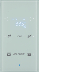 SENSOR DOTYKOWY PODWÓJNY Z REGULATOREM TEMPERATURY KONFIGUROWALNY SZKLANY BIAŁY TS SENSOR KNX  - HAGER - 75642130