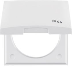 RAMKA Z POKRYWĄ Z NADRUKIEM "IP44" BIAŁY POŁYSK INTEGRO FLOW - HAGER - 918282599