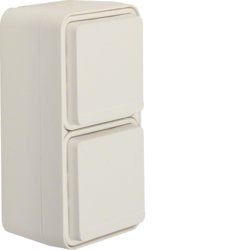GNIAZDO SCHUKO 2P+Z KOMPLETNE PODWÓJNE PIONOWE IP55 BIAŁY W.1  - HAGER - 47703522
