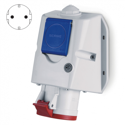 ZESTAW INSTALACYJNY 16A 400V 3P+Z+N 2X230V WYŁĄCZNIK  0-1 - SCAME - 513.1657-2FNS