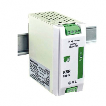 ZASILACZ STABILIZOWANY IMPULSOWY NA SZYNĘ TH35 Z ZABEZPIECZENIEM REGULACJI NAPIĘCIA IP20 KSR 03624 230/24V DC 36W 1,5A - BREVE - 18924-9995