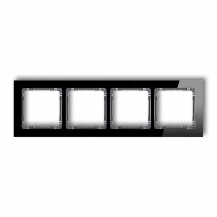 Ramka uniwersalna 4-krotna - efekt szkła (ramka: czarna; spód: grafitowy) - KARLIK - 12-11-DRS-4